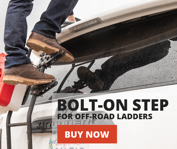 Bolt on step for off-road ladders